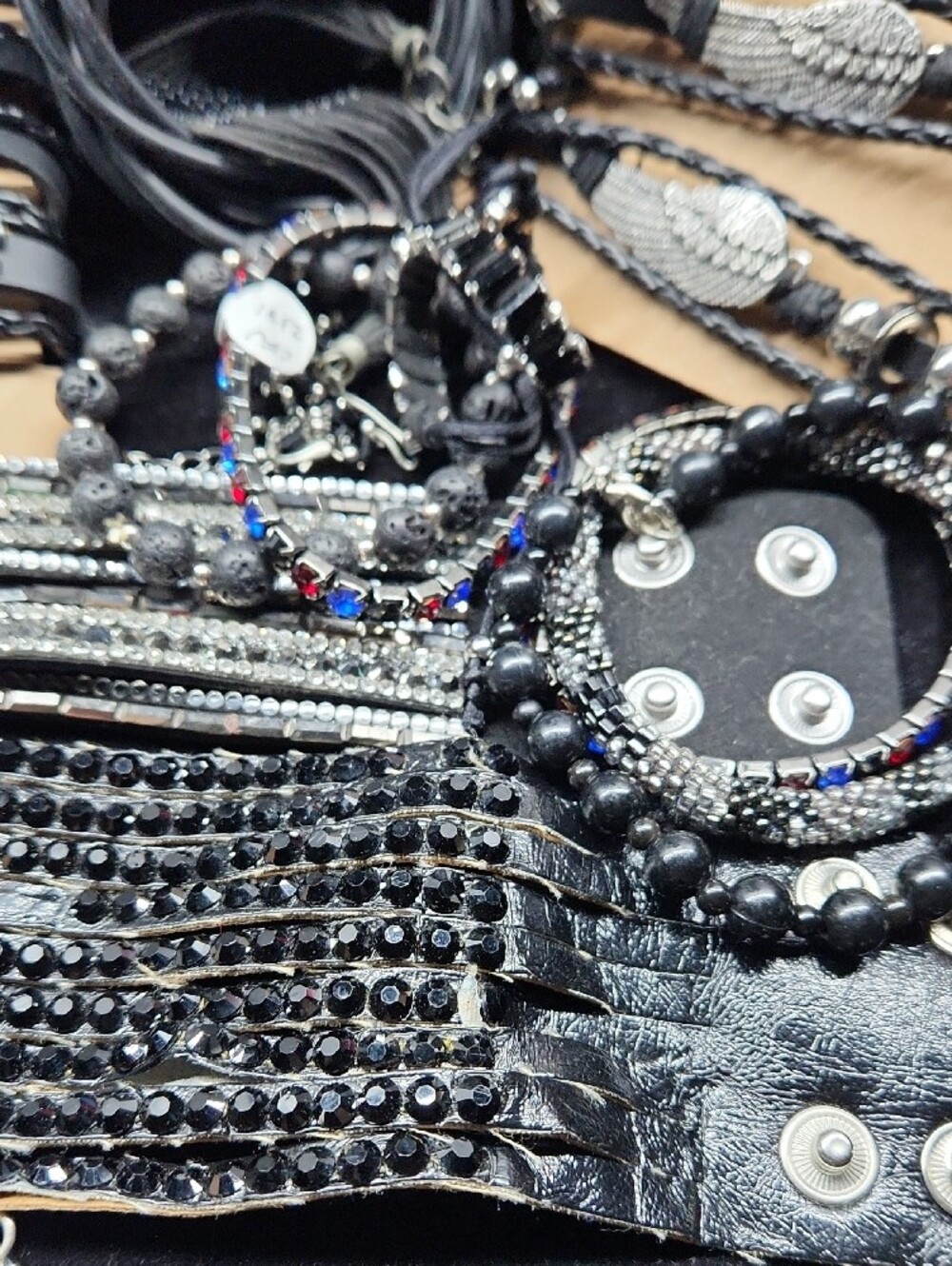 Black Multi-Strand Beaded Necklace & Bracelet Bundle - Picture 8 of 17